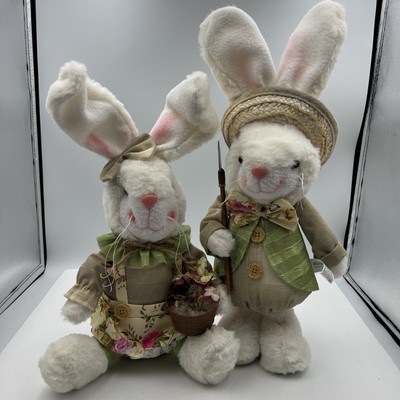 EASTER BUNNY MATCHING COUPLE PLUSH 17  - SRING BUNNIES - A CUTE