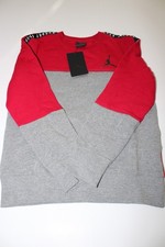 Air Jordan Sweatshirt Big Boys Medium Jumpman Crew Fleece Red Grey Colorblock