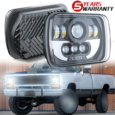 PAIR 7x6" 5x7" LED Headlight Headlamp FIT Dodge Ram Pickup 1990 1991 1992 1993