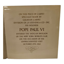 New York World’s Fair 1964–65 Pope Paul VI Papal Carpet Vatican Authentic Rare