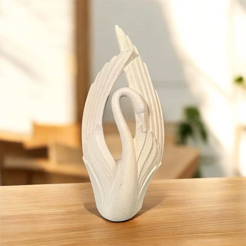 Vintage Haeger White  Swan 20" Sculpture Art Deco MCM Stucco Finish