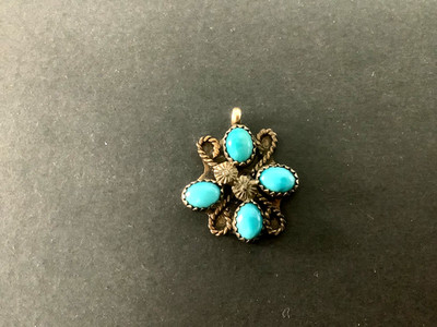 Vintage handmade Native American ,Navajo 12k gold filled turquoise pendant, 1 