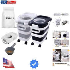 2pack 25 lbs Dog Food Storage Container,Collapsible Dog Food Container with S...