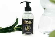 Men shampoo hair and body