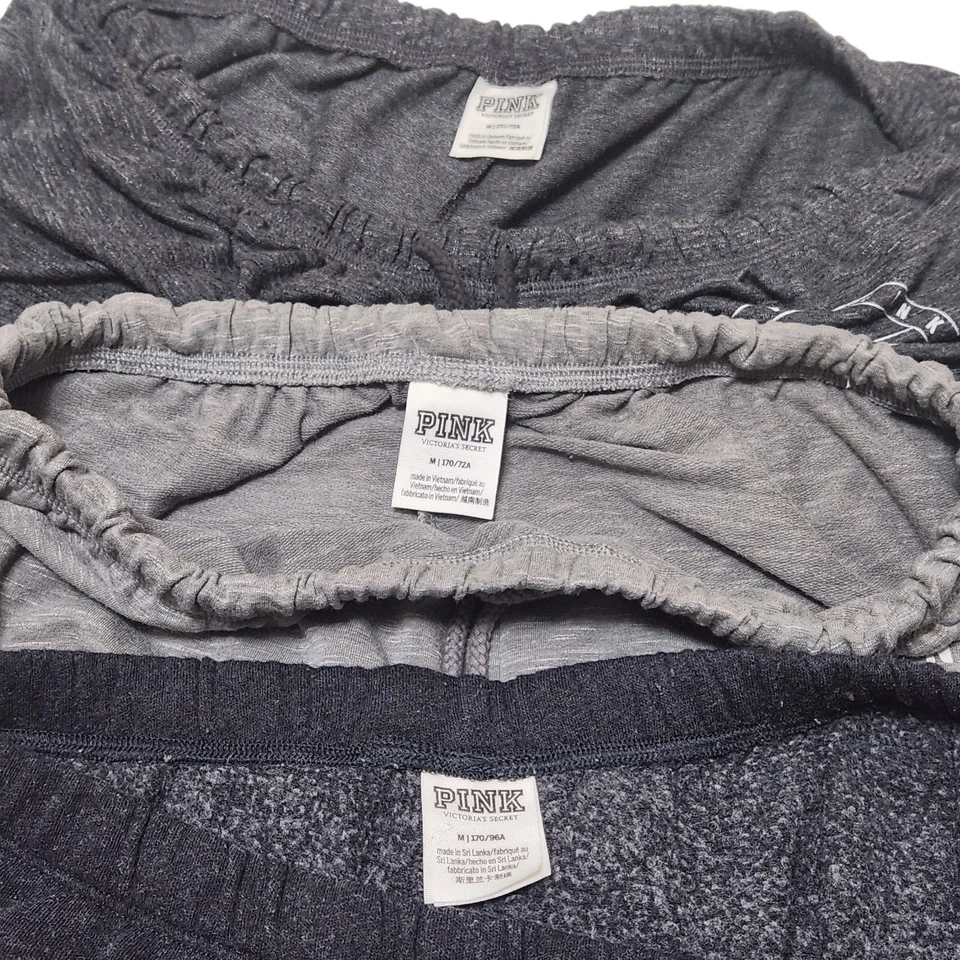 Lote De 3 Pantalones Deportivos Victorias Secret ROSA Talla M Cintura Elástica 1986 Logo Foto 3 de 4