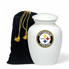 Pittsburgh Steelers Football Theme Cremation Memorial Funeral Urn for Ashes