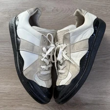 Maison Margiela GAT Sneakers White Gray Black Men 10 43 Suede Leather Low Top