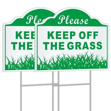 2-Pack 12x9" "Keep Off The Grass" Double-Sided Yard Sign with Metal Stakes
