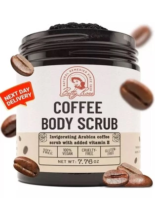 BETTY ROSE'S BOTANICALS Coffee Body Exfoliator Scrub - Body Scrub Exfoliator for Dry Skin, Pure Arabica