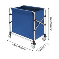 Blue Foldable Stainless Steel Commercial Laundry Cart With Wheels Flexible