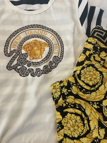 Versace Kids Barocco Print Leggings And Matching Medusa Striped Top NWT Sz 8y - Picture 16 of 19