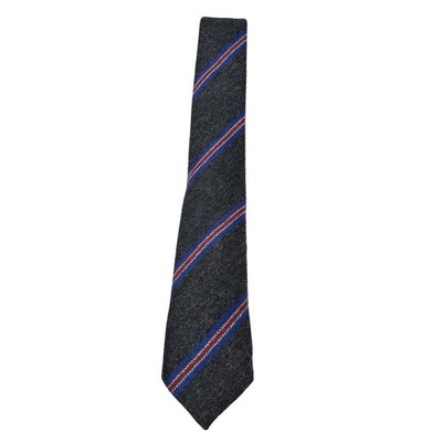 Alexander Olch NY Mens Luxury Necktie Black Italian Wool Striped Skinny Handmade