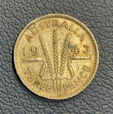 1943 Australia 3 Pence SILVER Coin