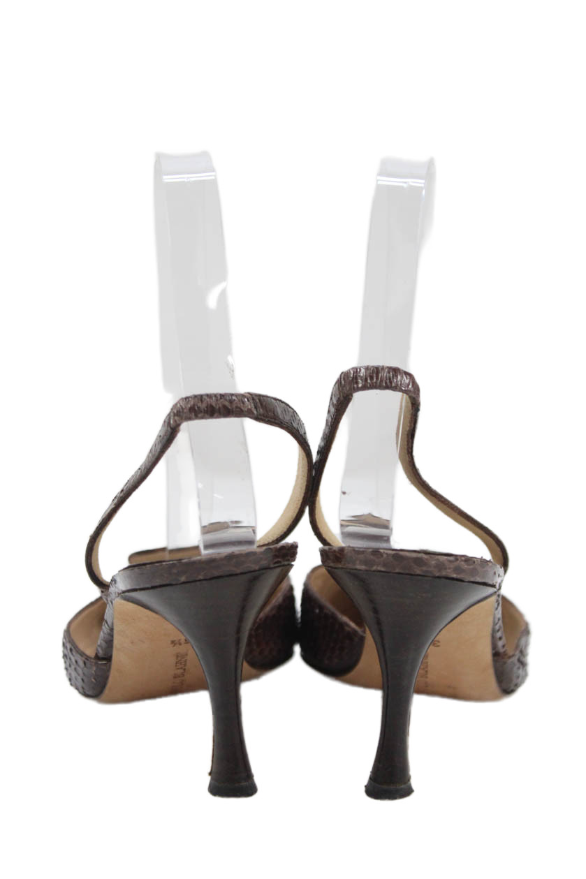 Manolo Blahnik Womens Leopard Print Python Skin S… - image 3