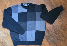 Oscar de La Renta Mens 2x VTG Black Gray Checkered Sweater 90s Y2K Preppy Dad