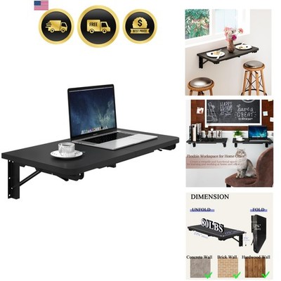 Wall Mounted Folding Table Black Floating Desk Small Space Drop Leaf Dining