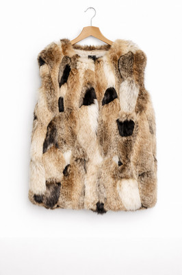 One-of-a-Kind Red Fox Fur Patchwork Vest L XL   Multicolor Luxury Real Fur   New