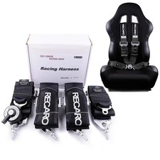 Black Recaro 4 Point 3 Racing Seat Belt Quick Release Seatbelt Snap-on Harness
