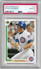 1991 Upper Deck Ryne Sandberg #132 PSA 10 Gem Mint Baseball Card.