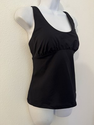 PRANA Women s Size L Mallorca Tankini Swim Top black  Padded Strappy New Beach