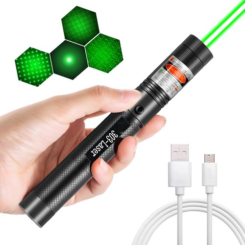 Strong Green Laser Penlight 532nm Adjustable Beam Light USB Rechargeable W/ Caps - Picture 8 of 18