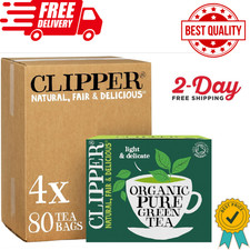 Clipper Organic Pure Green Tea Bags | 320 Teabags (4 X Boxes of 80) | Bulk Buy 0.07 per strip