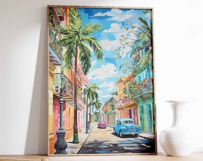 2_Kuba Reisedruck, Vintage Kuba Kunst Poster, Havanna Druck, Karibik Wandbild,
