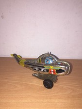 Vintage 6.3" Wind-Up HELICOPTER POLICE PATROL TIN LITHO made in Japan