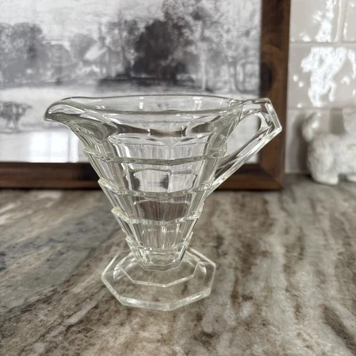Indiana Clear Glass TEA ROOM Mini Creamer Cream Pitcher Depression Art Deco