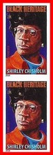 USA 2014 Shirley Chisholm NO CUTS /imperforated VERTICAL PAIR MNH BLACK HERITAGE