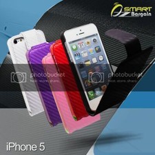 Carbon Fiber Flip Leather Card Slot Case + Screen Guard For iphone 5S 5   Cover