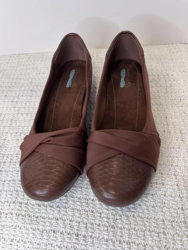 Baretraps Mujer Brumoso Imitación Cuero Puntera Redonda Planos Marrón Talla 9 Espuma con Memoria Foto 3 de 4