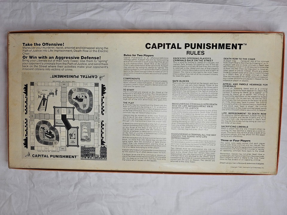 Capital Punishment Rare Banned Board Game Hammerhead Enterprises Read