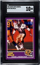 1989 Score Supplemental HOFer Sam Mills #372S SGC 10 GEM MINT *Rare! Super SHARP