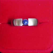 Edelstahl Ring Spannring Lapiz Lapis Lazuli Blau Damen 6mm Bandring Edelstein 