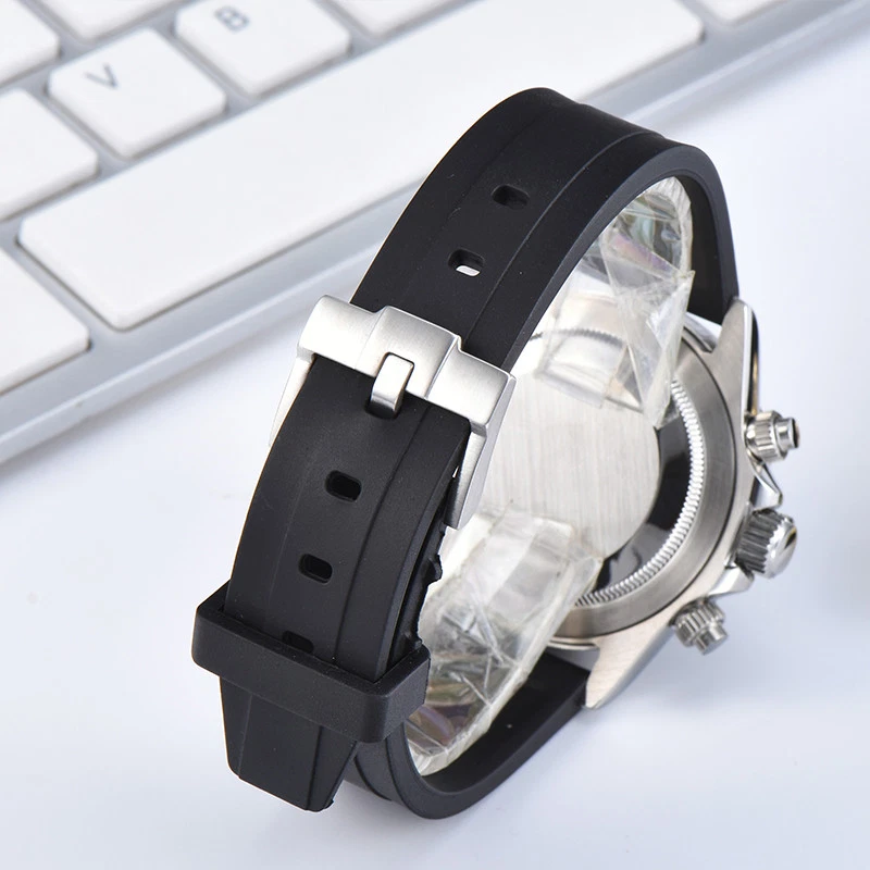 39mm Parnis Men's Chronograph Watch Quartz Movement Sapphire Crystal Rubber Band - Image 3 of 4