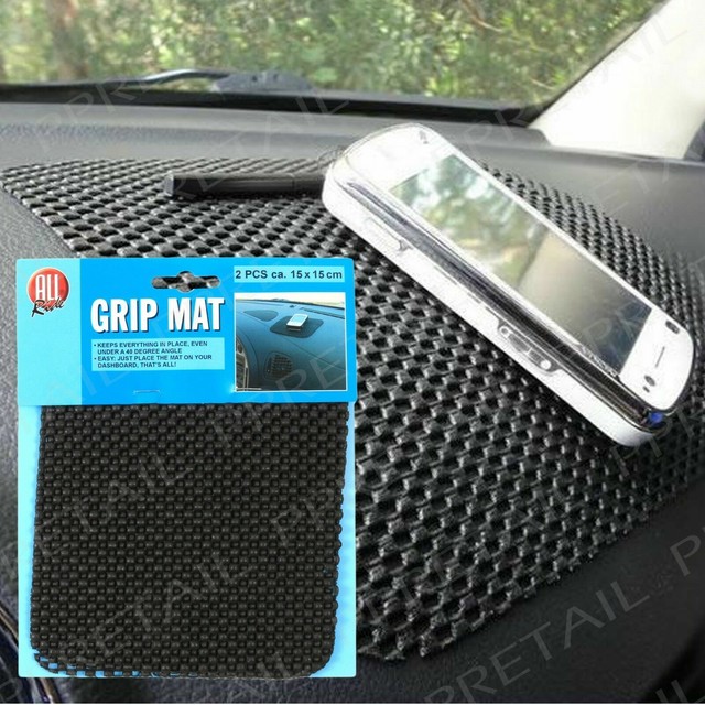 2 x Large 15cm Black ANTI SLIP Dash Gripper Mat Mobile Phone/Keys Car Holder/Rug archives