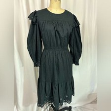 Universal Thread Black Eyelet Ruffle Prairie Dress Large NWT