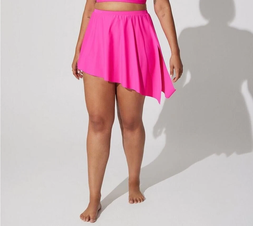 Falda de natación Torrid 5 5X 28 tiro alto rosa longitud media corbata lateral calzoncillo UPF 30 mujeres Foto 3 de 4