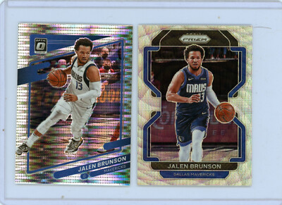   2 - JALEN BRUNSON 2021-22 PRIZM SILVER WAVE REFRACTOR + OPTIC PULSAR HOLO