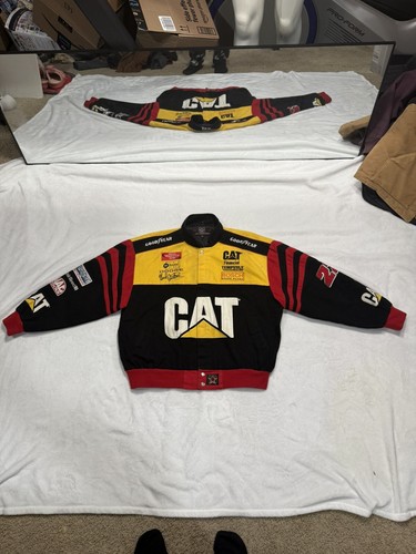 Vintage 90s Cat Caterpillar Jeff Hamilton Nascar Jacket 2XL - Picture 10 of 10