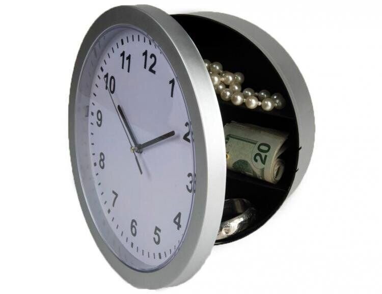 Clock Safe Hidden Wall Secret Jewelry Security Money Cash Compartment ...