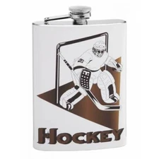 Hockey Theme 8 oz Hip Flask
