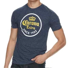 Men's Corona Extra Logo Beer Short Sleeve Blue T-Shirt by Bioworld