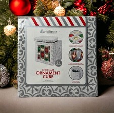 Christmas Ornament Storage Box Cube 64 Compartment Lid Container NIB Dividers