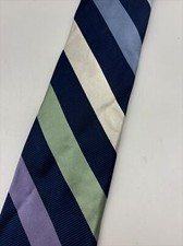 Tommy Hilfiger Tie Men's Silk Blue Multicolor Striped Made in USA Vtg. READ
