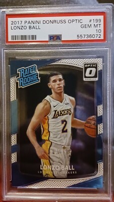 2017-18 Optic Lonzo Ball Rated Rookie RC #199 PSA 10 GEM MINT 