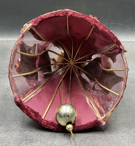 Katherine’s Collection Christmas Holly Bell Ornament SET (3) Velvet Tulle Bauble - Picture 6 of 23