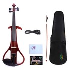 New Electric Violin Brown Silent 4/4 Ebony Parts Handmade Nice Tone Free Case