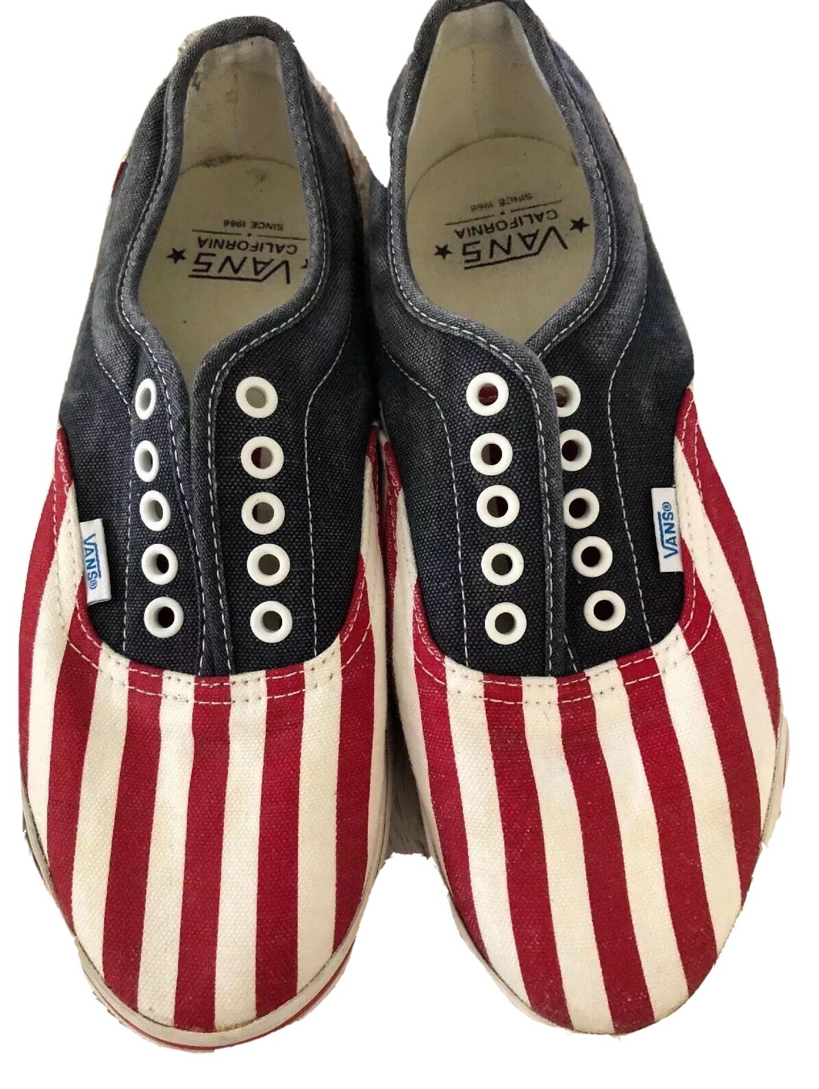 White Stripe-Solid Denim Blue Canvas 